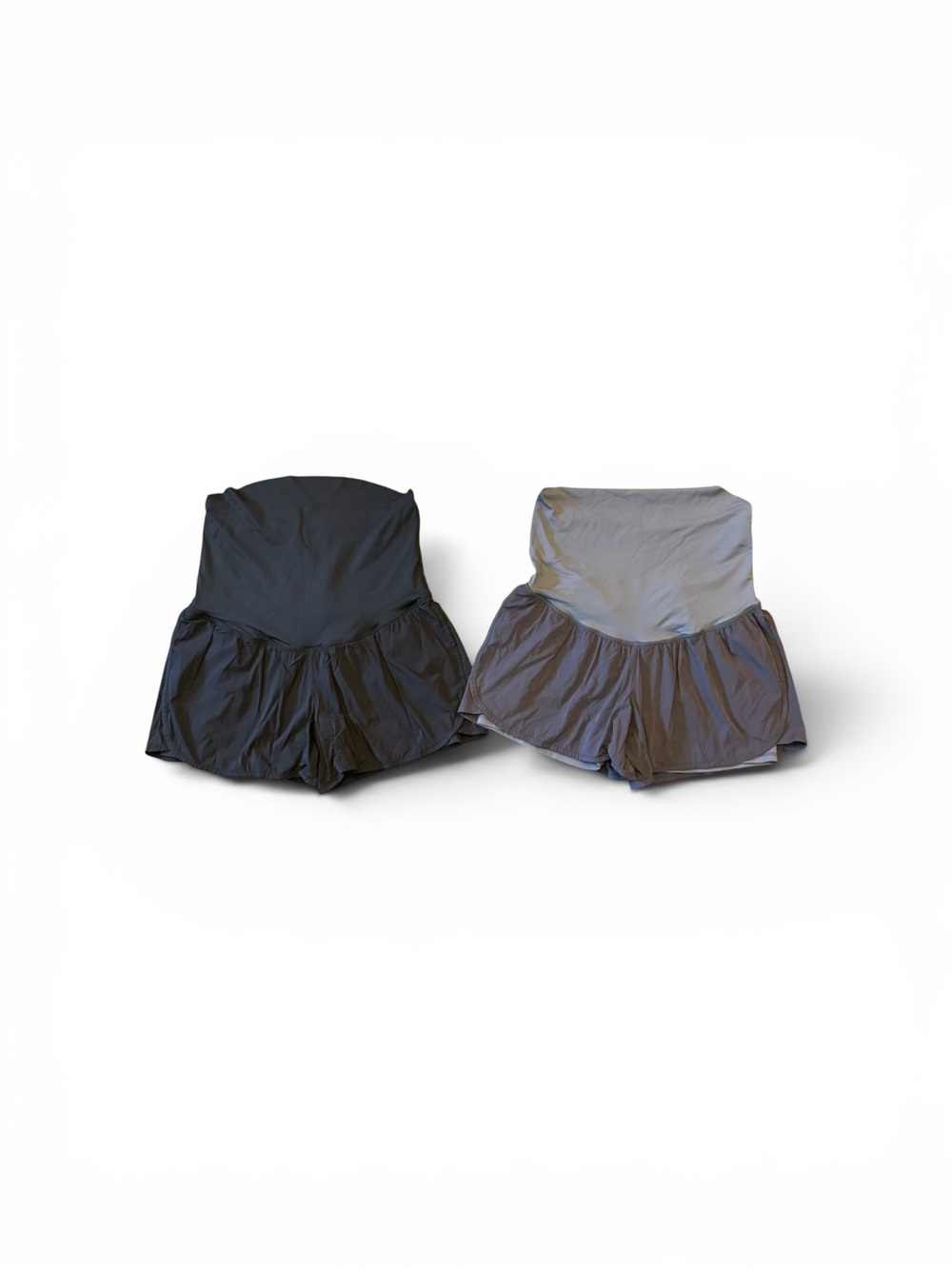 Maternity High-Waist Workout Shorts Duo - Black and Charcoal